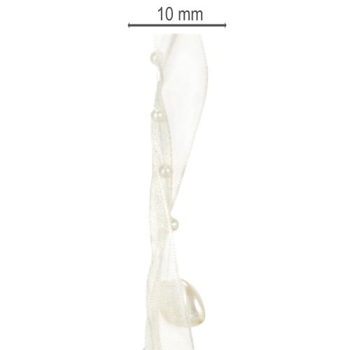 položky Dekorativní stuha, krémová, srdíčka, perly, svatební dekorace, 10mm, 5m