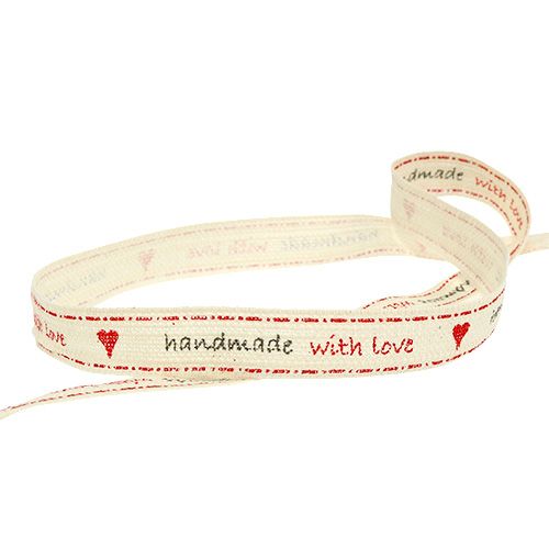 Floristik24 Ozdobná stuha &quot;Handmade with Love&quot; 15mm 15m