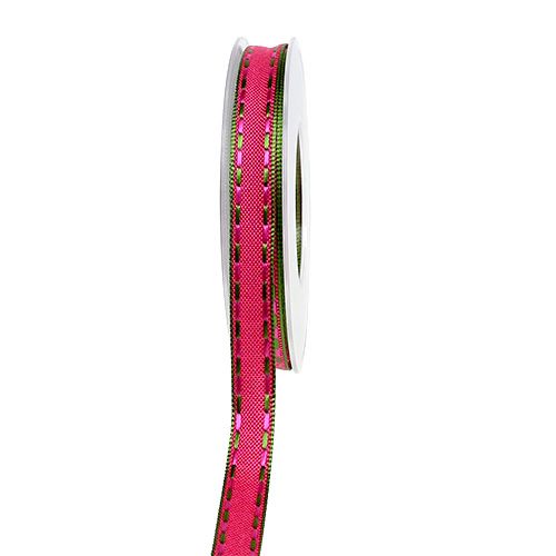Floristik24 Ozdobná stuha růžová s drátěným okrajem 15mm 15m