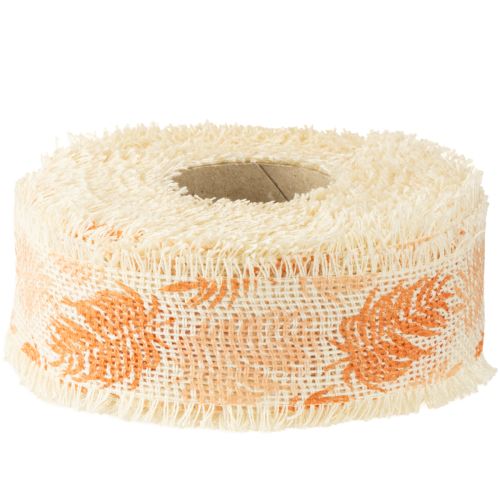 položky Dekorativní stuha listy deštný prales bavlněná stuha oranžová 30mm 15m