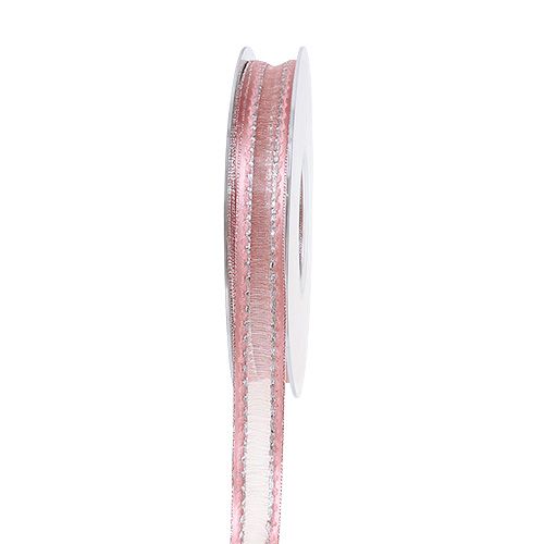Floristik24 Deco stuha růžová s lurexovými pruhy ve stříbrné barvě 15mm 20m