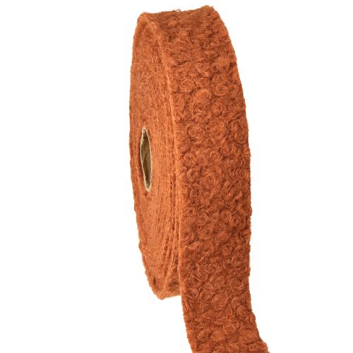 Dekorativní stuha červenohnědá široká látková stuha s imitací vlny 40 mm 8 m