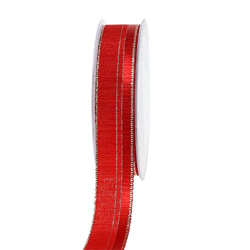 Deko stuha vánoční červená, zlatá 25mm 20m
