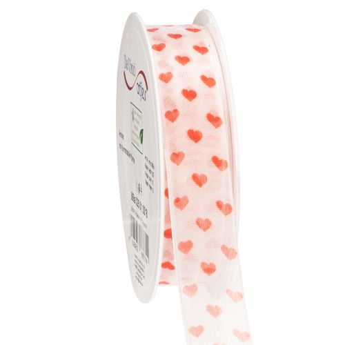 Floristik24 Dárková stuha se srdíčky, ideální pro kreativní balení a osobní dárky, šířka 2,5 cm, délka 15 m