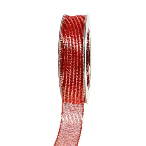 Deko stuha s lurexovými pruhy červená 25mm 20m nakoupit | Floristik24.cz