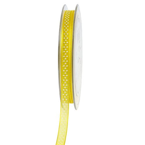 Floristik24 Ozdobná stuha s puntíky žlutá 7mm 20m
