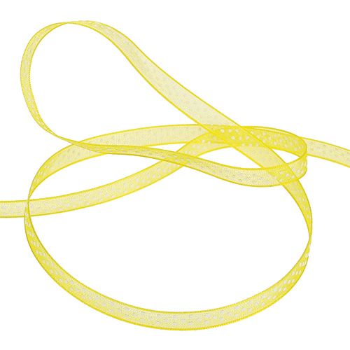 položky Ozdobná stuha s puntíky žlutá 7mm 20m