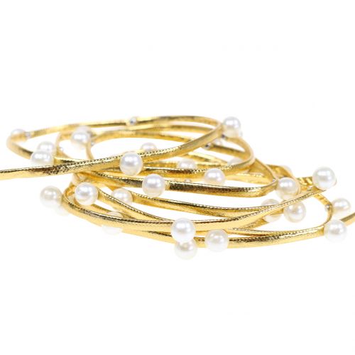 Floristik24 Ozdobná stuha zlatá s perličkami 10mm 8m