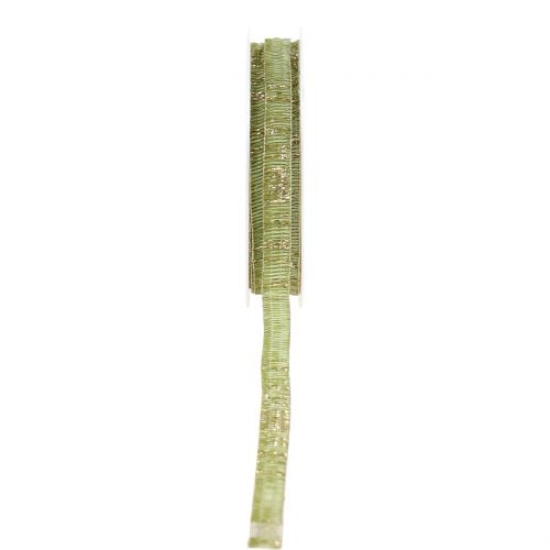 Floristik24 Ozdobná stuha mechově zelená se zlatým lurexem, vyztužená drátem 10mm 20m