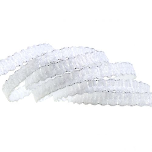 Floristik24 Deco stuha sametový vzhled bílá 10mm 20m