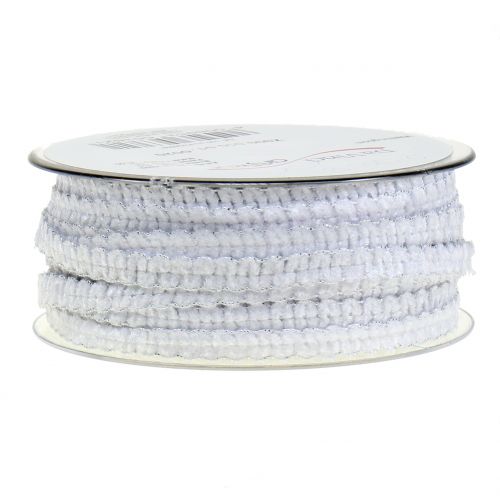 Floristik24 Deco stuha sametový vzhled bílá 10mm 20m