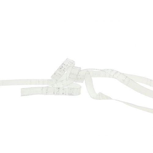položky Ozdobná stuha bílá s lurexovým drátem vyztužená 10mm 20m