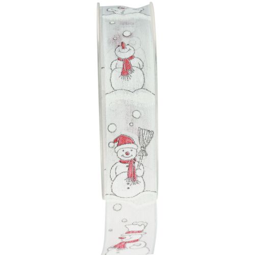 položky Dárková stuha vánoční sněhulák červený bílý 25mm 15m