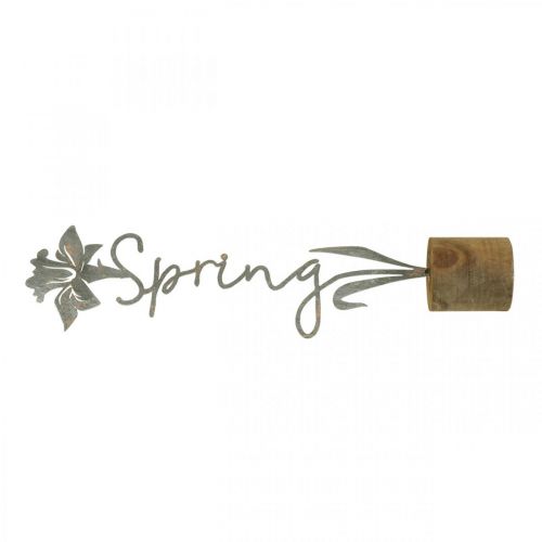 Floristik24 Kovová ozdobná květina dřevěný stojan nápis Spring 6x9,5x39,5cm