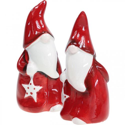 Figurka Mikuláše Mikuláš červená, bílá keramika V13,5cm 2ks