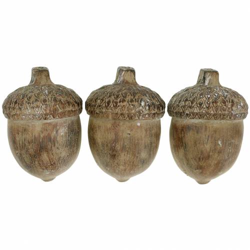 Floristik24 Ozdobná figurka žalud hnědá 11cm x 8cm x 7cm 3ks