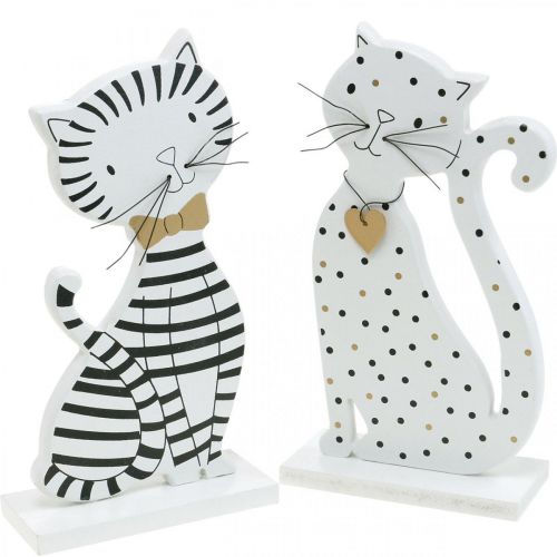 Floristik24 Deco figurka kočky, dekorace do obchodu, figurky koček, dřevěná dekorace 2ks