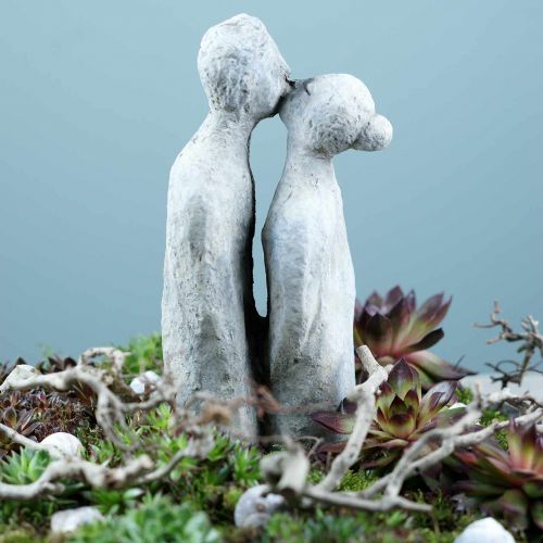 Floristik24 Dekorativní figurka líbající pár kámen litá šedá 10 × 8 cm V28 cm
