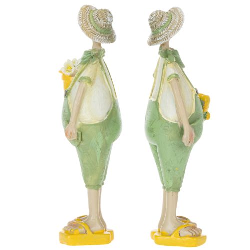 Dekorativní figurky zahradníka, dekorace na stůl, letní, zelenožluté, 16,5 x 5,5 cm, 2 kusy | Floristik24.cz