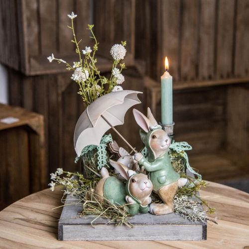 Floristik24 Deco figurky králičí pár Deco králíci s deštníkem V22cm