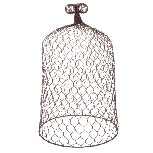 Dekorativní kovový zvonek, mřížoví, drátěný kryt, hnědý, rezavý povrch, V 50/41 cm Ø 30/25 cm, sada 2 ks | Floristik24.cz