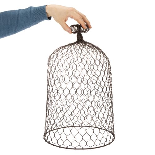 Dekorativní kovový zvonek, mřížoví, drátěný kryt, hnědý, rezavý povrch, V 50/41 cm Ø 30/25 cm, sada 2 ks | Floristik24.cz
