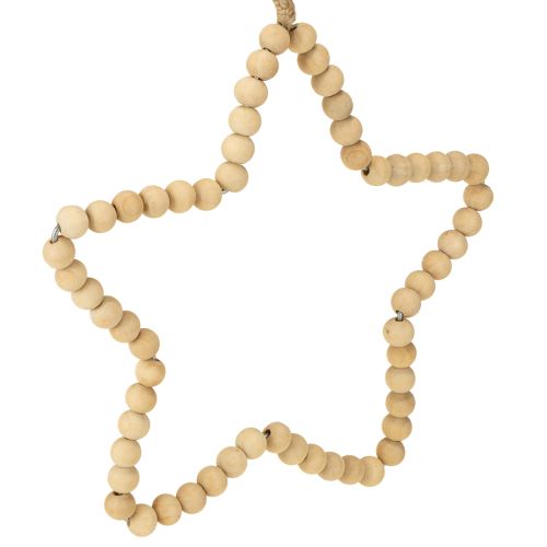 položky Dekorativní vánoční dřevěné korálky srdce hvězda strom H16cm 3 ks