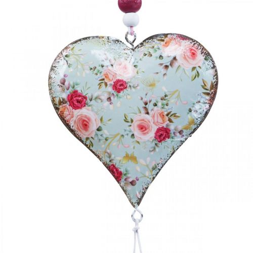 Deco věšák srdce deco vintage květiny přívěsek 8,5x9cm 3ks