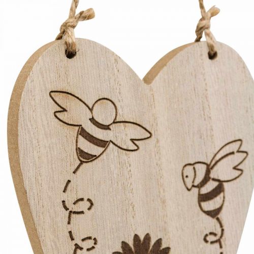 Dekorační věšák dřevěné dekorační srdce květiny včelky dekorace 10x15cm 6 kusů