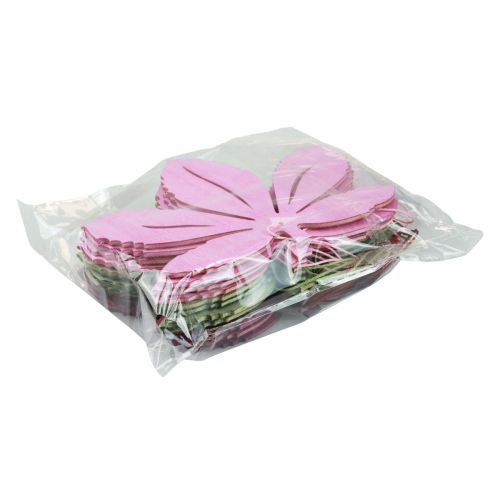 položky Dekorační věšák dřevo podzimní listí růžová fialová zelená 12x10cm 12 ks