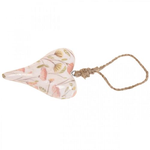Floristik24 Deko věšák dřevěné srdce deko věšák motiv květiny 7x10x2,5cm