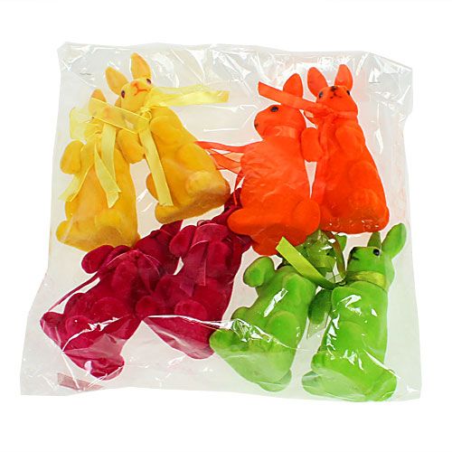 Floristik24 Dekorativní králíci sedící hejna různobarevní H14,5cm 8ks