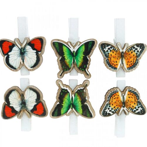 položky Ozdobná spona motýl, dárková dekorace, jaro, motýlci ze dřeva 6ks