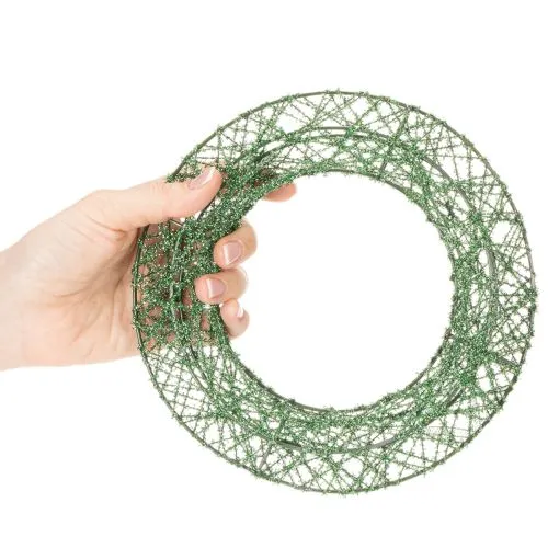 Zelený dekorativní věnec z drátěného pletiva pro kutilské projekty, 19 cm, 2 kusy | Floristik24.cz