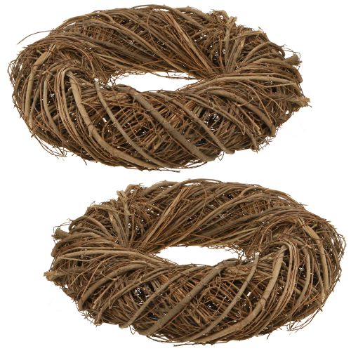 položky Dekorativní věnec z větví jilmu v přírodní Ø28–30cm V6,5cm 2ks