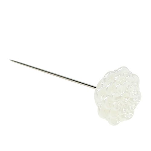 Floristik24 Ozdobný špendlík květina bílá Ø2cm V6cm 24 ks