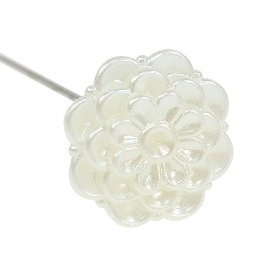 Floristik24 Ozdobný špendlík květina bílá Ø2cm V6cm 24 ks