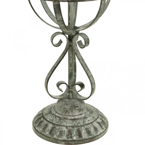 Floristik24 Dekorační předmět, držák na věnec, kovová dekorace šedá, hnědá, bílá shabby chic V62,5cm Ø16cm