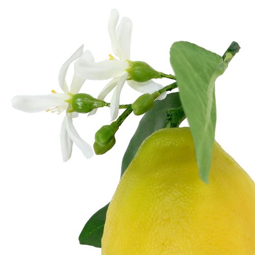 Floristik24 Dekorativní ovoce, citrony s listy žluté 9,5cm 4ks