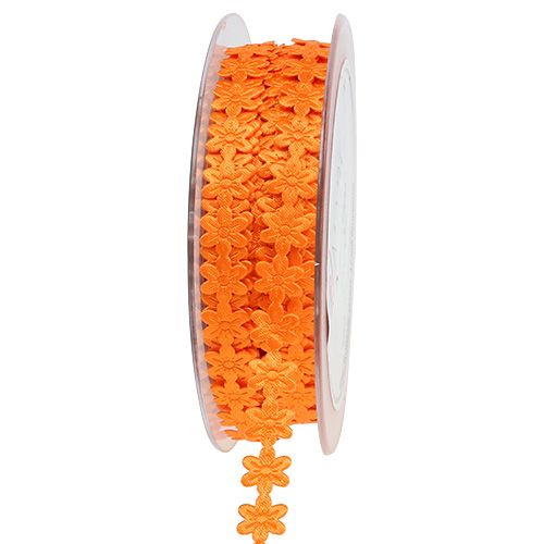 Floristik24 Ozdobná stuha s květinou 1cm oranžová 20m