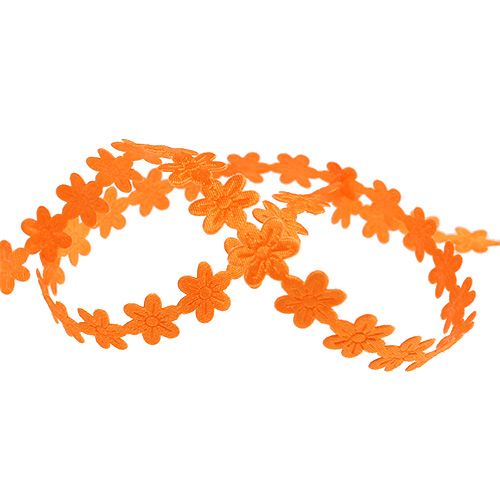 Floristik24 Ozdobná stuha s květinou 1cm oranžová 20m