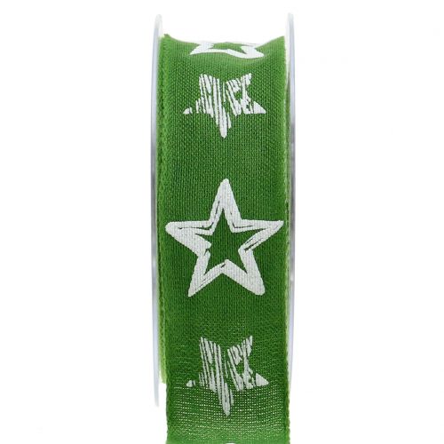 Ozdobná stuha jutová s motivem hvězd zelená 40mm 15m