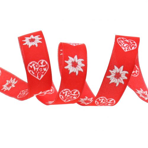 Floristik24 Ozdobná stuha s protěží červená 25mm 20m
