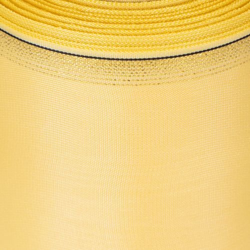 položky Dekorativní moaré věnečková stuha ve žluté barvě se zlatým okrajem, šířka 100 mm, délka 25 m pro floristiku a dekorace