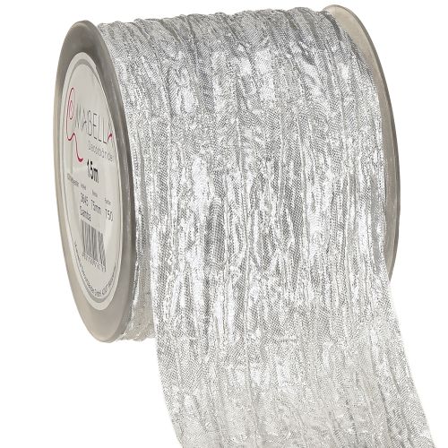 Dekorativní stuha, dárková stuha, stolní stuha, stříbrná světelná 75mm 15m