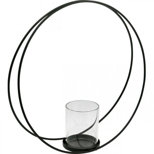 položky Ozdobná kruhová lucerna kovový svícen černý Ø35cm