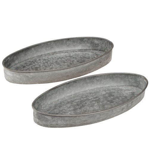 Dekorativní miska kovová zásuvková miska oválná šedá L33cm/31cm sada 2 ks
