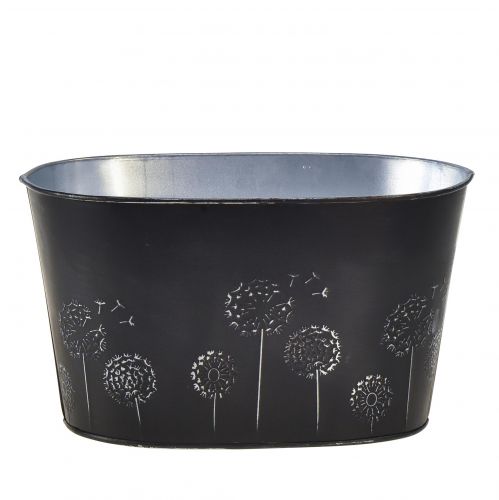 Dekorativní miska kovová oválná černé stříbrné květy 20,5×12,5×12cm