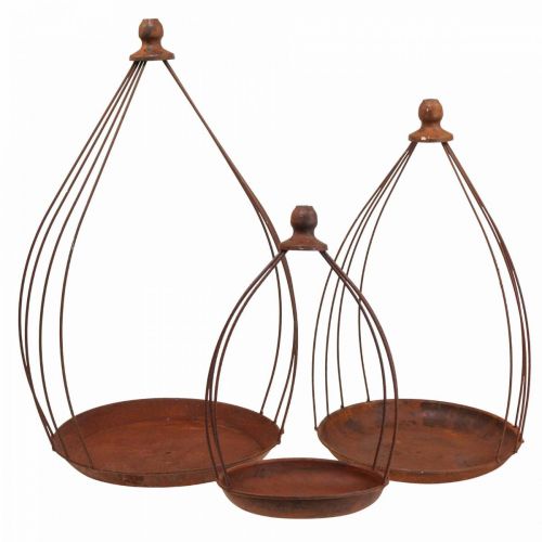 Floristik24 Dekorační miska rez patinovaná dekorace závěsná dekorace Ø18,5/24,5/27cm