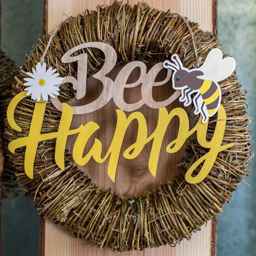 položky Dekorační cedule včelka „Bee Happy“ letní dekorace dřevo 31×18cm 2ks